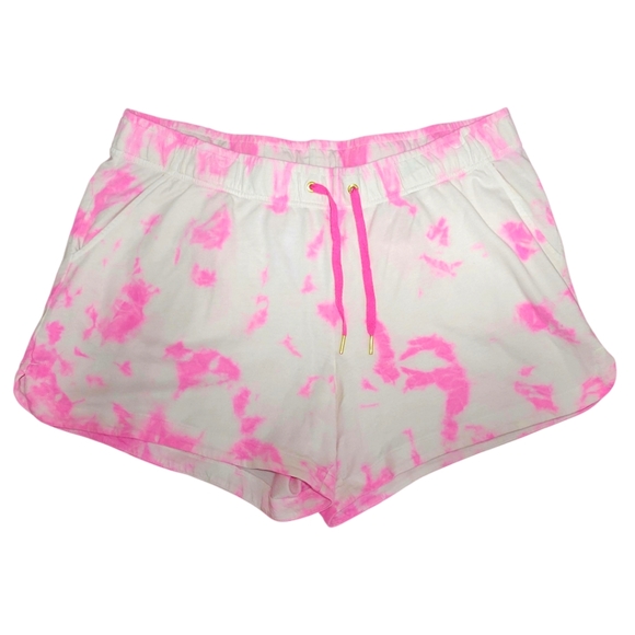 Lilly Pulitzer Kylar Knit Shorts In Plumeria Pink Sun Splash Tie Dye 5″ Size XL - Picture 2 of 5